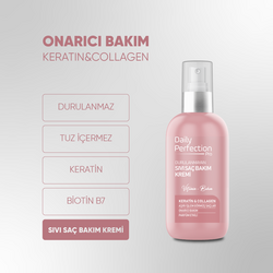 Daily Perfection Pro Onarıcı Bakım Keratin & Collagen içerikli Sıvı Saç Bakım Kremi 200 ml - Thumbnail