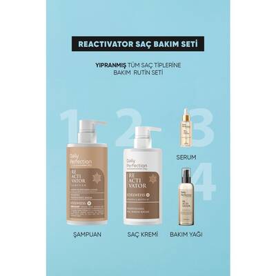 Dp Daily Perfection Reactıvator Saç Bakım Seti Saç Dökülme Karşıtı (Şampuan-Saç Bakım Kremi-Saç Bakım Yağı-Serum)