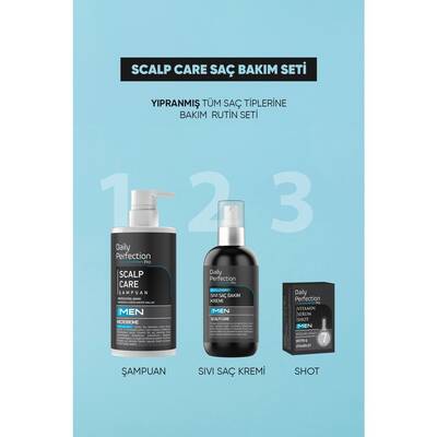 Scalp Care Saç Bakım Seti Erkeklere Özel (Şampuan-Şekillendirici Sıvı Saç Bakım Kremi-Vitamin Shot)